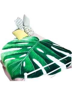 Green Leaf-Shaped Flannel Blanket