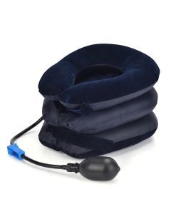 Inflatable Cervical Neck Traction Pillow Pain Relief Device Blue