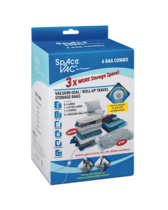 Space Vac Vacuum Compression Storage Bags - 6 Pack (Sealed Clothes Organiser)