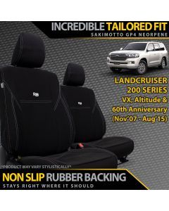 Razorback 4x4 GP4 Standard Neoprene 2x Front Seat Covers suitable for a Toyota Landcruiser 200 Series VX/Altitude (Made to Order)