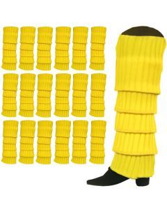 24x Yellow Ribbed Leg Warmers Bulk Pack - Womens Dance Costume/80s Party
