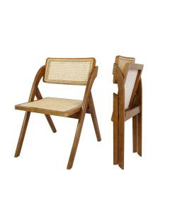 Levede 2x Foldable Dining Chairs Accent Wooden Chair Rattan Furniture Lounge