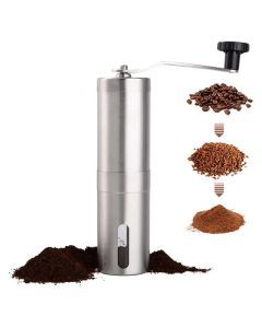 Manual Coffee Grinder Stainless Steel Hand Crank Conical Burr Grinder Silver