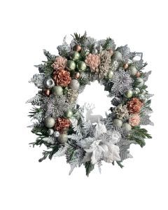 Winter Deer Pine Cones Lighted Christmas Wreath