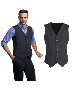 Mens Wool Blend Vest Waistcoat - Charcoal (Knitted Back Sleeveless)