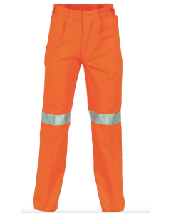DNC Mens Cotton Drill Work Pants - Orange - Size 107R (3M Reflective Tape Safety)