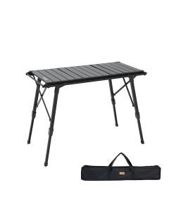 Multifunctional IGT Camping Table Adjustable Aluminum Alloy Black