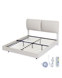 Levede Floating Bed Frame LED Light Soft Headboard Base Platform Double Queen