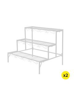 Levede Plant Stands Outdoor Indoor Metal White Flower Pot 3 Garden Corner Shelf