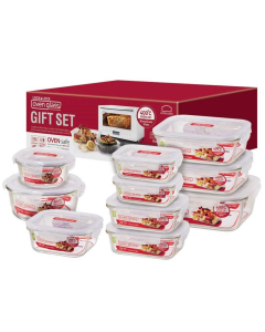 10 Piece Lock & Lock Borosilicate Glass Food Storage Container Gift Set (with Lids)