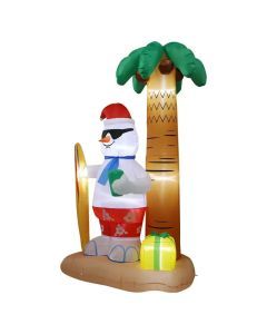2.4M Christmas Inflatable Beach Snowman with LED Lights