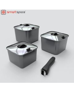 SmartSpace Stacking Square Pots Cookware Saveplace