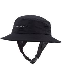 Ocean & Earth Bingin Youth 56cm Soft Peak Surf Hat with Chin Strap (Black)