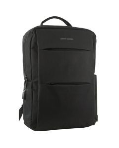 Pierre Cardin Mens 26L Travel & Business Backpack Bag - Black (Built-in USB Port)