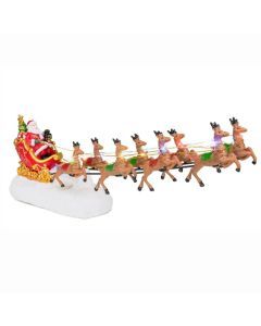 Christmas Village Decoration LED Santa's Sleigh and Reindeer Figurines