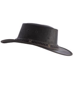 Didgeridoonas Dark Brown Buffalo Leather Outback Wide Brim Bush Hat