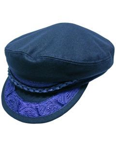 Navy Blue Greek Fisherman Cap - Classic Winter Wool Blend Sailor Hat (Made in Greece)