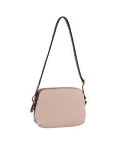 Pierre Cardin Leather Cross Body Bag - Dual Zip Shoulder Clutch - Nude