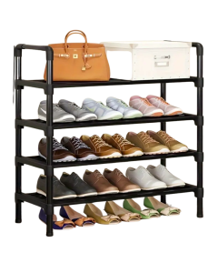 4-Tier Black Metal Shoe Rack Organizer