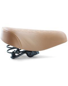 Brown Ladies Retro Bike Saddle 250mm x 190mm Vinyl Quilted Top Dual Coil Springs
