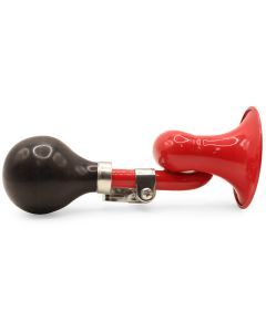 Red Retro Style Bugle Type Bicycle Horn with Black Rubber Bulb
