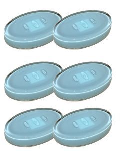 6x Creative Home Oval Soap Dish Holder Plate - Blue (Bulk Pack)