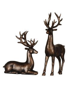 Bronze Elk Figurine Pair Christmas Decoration