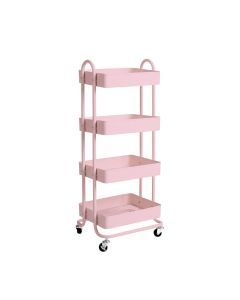 Levede 4 Tiers Kitchen Trolley Cart Steel Storage Rack Shelf Organiser Pink