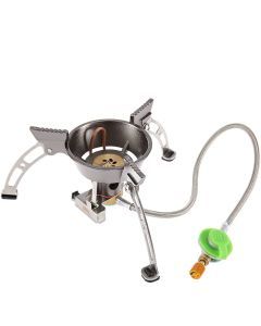 Windproof Camping Gas Stove with Piezo Ignition Grey