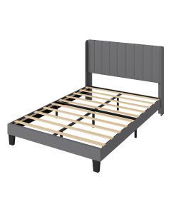Levede Metal Wooden Bed Frame Queen Panel Plush Upholstered Soft Headboard Grey