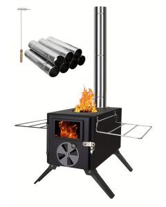 Iron Portable Camping Wood Stove with Chimney