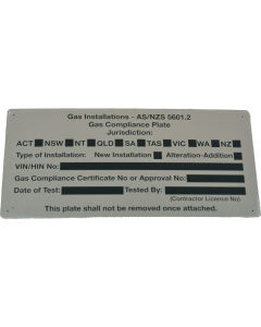 LPG Compliance Plate AS/NZS 5601.2