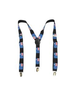 Mens Australia Flag Slim Suspenders - Strong Adjustable Clip On Braces for Party/Formals