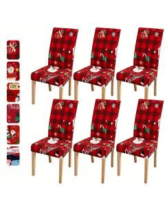 4-6PCS Fabric Christmas Chair Slipcovers - Festive Snowman Designs - Elastic, Decorative Covers for Dining Chairs, Hotel, Office, Banquets