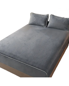 Luxurious Milk Fleece Queen Fitted Sheet - Cozy Grey