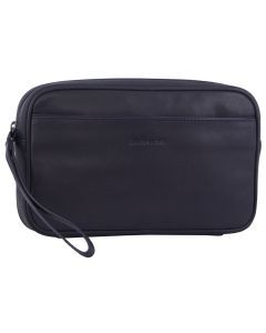 Pierre Cardin Mens Leather Toiletry Organizer Case Bag - Navy