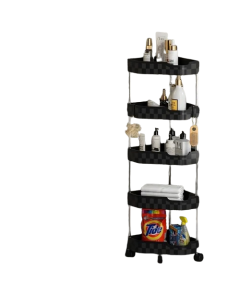 Organize your essentials neatly on this stylish bathroom floor storage rack