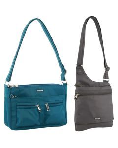 2pc Pierre Cardin Anti-Theft Crossbody Bag Set - Turquoise & Grey (Slash Proof)