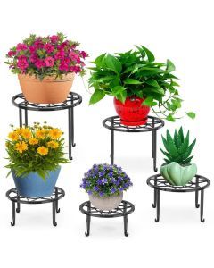 5-Pack Metal Plant Stands for Indoor and Outdoor Use