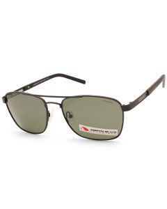North Beach Anago Matte Black/Green Polarised Unisex Pilot Sunglasses 70570