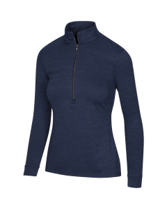 Greg Norman Womens Utility Half Zip Mock Long Sleeve Golf Top - Navy Heather