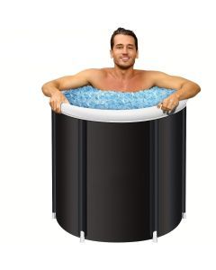1Pc Freestanding Ice Bath Tub for Fitness Recovery(Black)