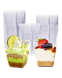 288x Clear Plastic Square Dessert Cups - Premium & BPA Free