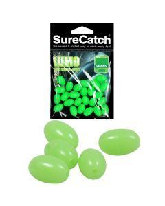60 Pack of Surecatch 6mm Soft Oval Lumo Beads - Green Luminous Fishing Beads