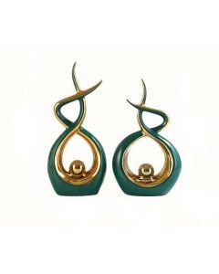 Elegant Green Ceramic Sculpture Statue - Set of 2