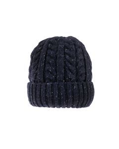 Dents Men’s Cable Knit Beanie Hat with Marl Yarn - Navy