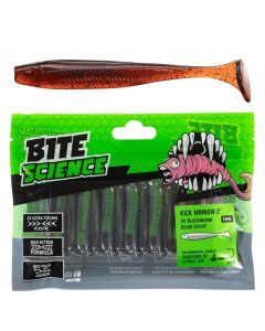 14 Pack of 2 Inch Bite Science Kick Minnow Soft Plastic Lures - UV Bloodworm