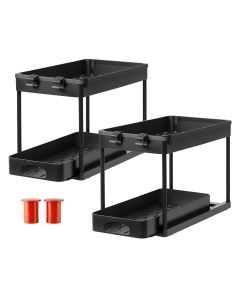 Toque 2 x Under Sink Organizer 2 Tiers Storage Sliding Drainage Kitchen Bathroom