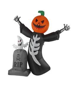 Inflatable Pumpkin Skeleton Halloween Yard Decor -  8FT