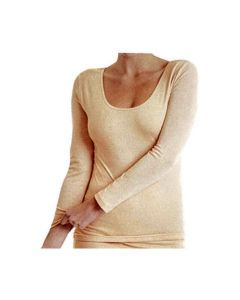 MERINO SKINS Womens Scoop Neck Long Sleeve Top - Skin (Wool Warm Thermals)